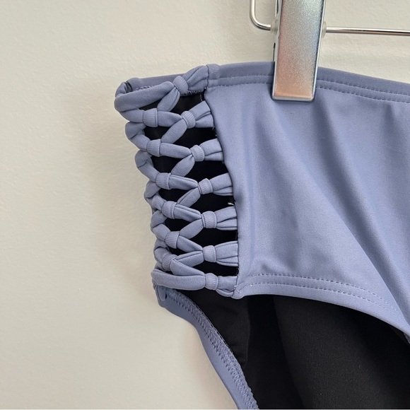 Swimsuits for all purple grey lattice side full coverage swimsuit bikini bottom - Picture 2 of 6